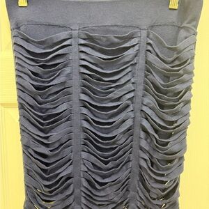 BCBGeneration Blue Fitted Pencil Skirt Strappy Shredded Ripped Pull-On Sz Medium